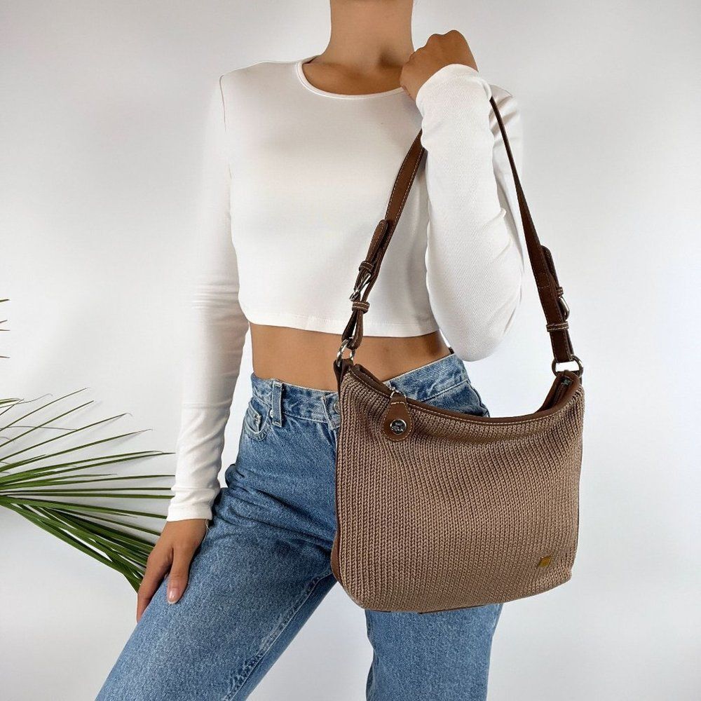 Vintage Y2K Brown Cottagecore Woven Boho Shoulder Bag Purse